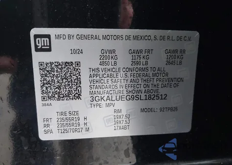 2025 GMC Terrain Awd Elevation из США, поврежденный, VIN 3GKALUEG9SL182512